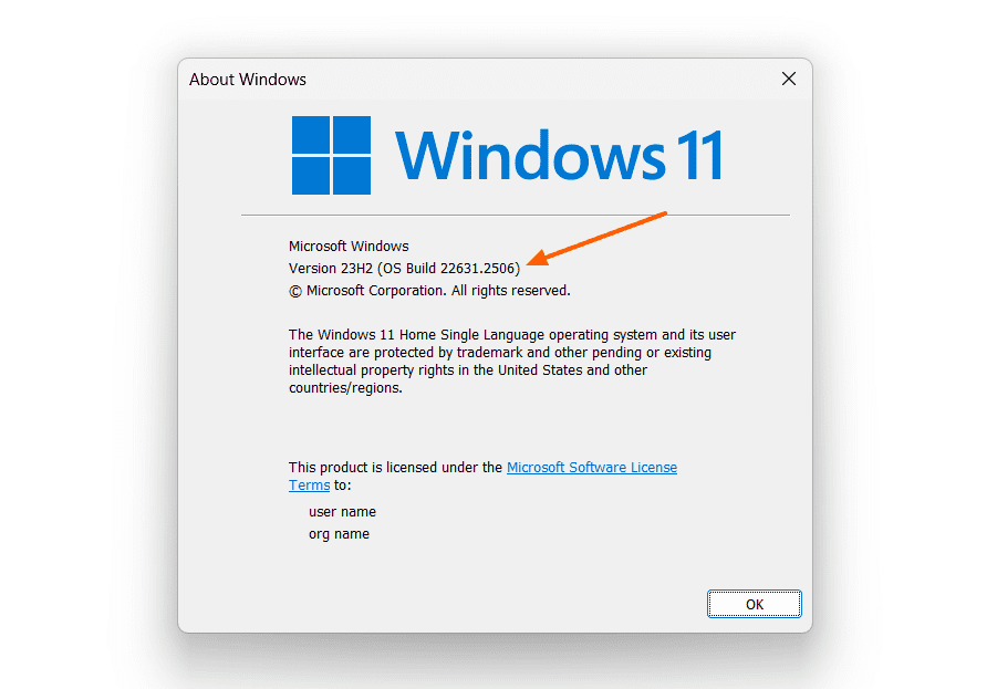Windows Build Version Winver