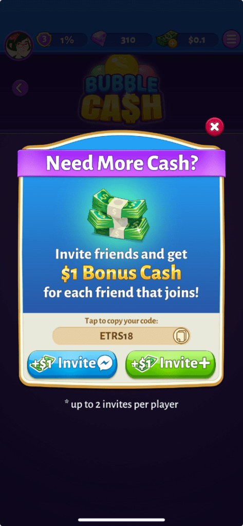 Bubble Cash Invite Friends 1