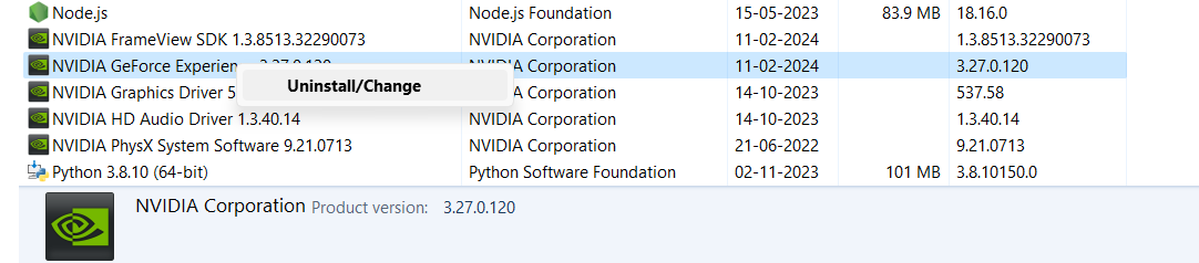 uninstall-Nvidia-Applications